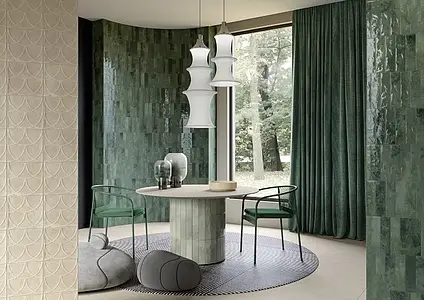 Background tile, Color green, Glazed porcelain stoneware, 6x24 cm, Finish glossy