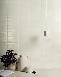 Background tile, Color white, Glazed porcelain stoneware, 6x24 cm, Finish glossy
