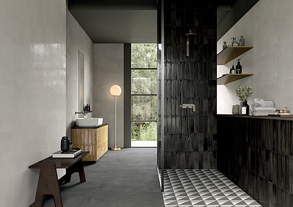 Keramische tegels Multiforme geproduceerd door Ceramiche Marca Corona, Harslook, betonlook effect
