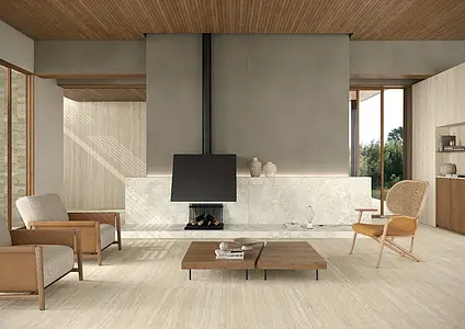 Background tile, Effect travertine, Color beige, Unglazed porcelain stoneware, 60x120 cm, Finish matte