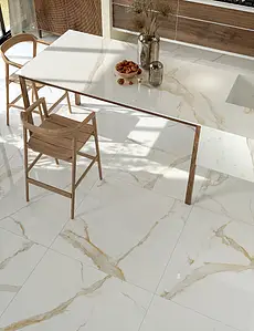 Background tile, Effect calacatta, Color white, Glazed porcelain stoneware, 120x278 cm, Finish polished