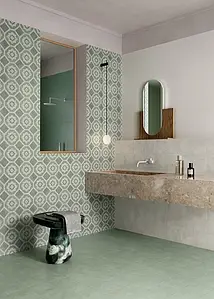 Effect terracotta,concrete, Color green, Background tile, Glazed porcelain stoneware, 20x20 cm, Finish matte 