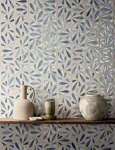 Background tile, Effect terracotta, Color navy blue,white,multicolor, Glazed porcelain stoneware, 21.6x25 cm, Finish glossy