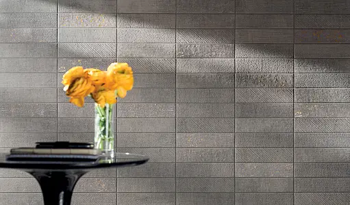 Background tile, Effect fabric, Color grey, Unglazed porcelain stoneware, 7.5x30 cm, Finish antislip