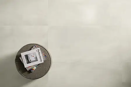 Grundflise, Effekt metal, Farve hvid, Uglaseret porcelænsstentøj, 60x120 cm, Overflade mat