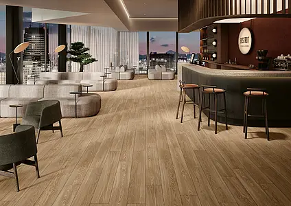 Background tile, Effect wood, Color beige, Unglazed porcelain stoneware, 20x120 cm, Finish antislip