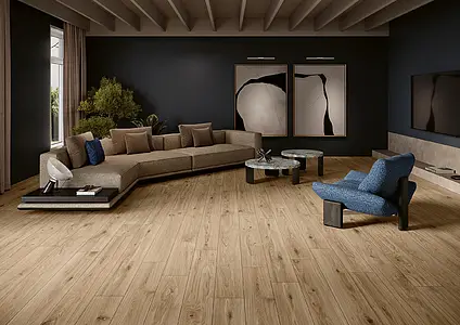 Background tile, Effect wood, Color beige, Unglazed porcelain stoneware, 20x120 cm, Finish antislip