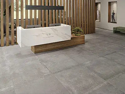 Grundflise, Effekt beton, Farve grå, 90x90 cm, Overflade mat