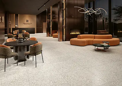 Background tile, Effect terrazzo, Color grey, Unglazed porcelain stoneware, 90x90 cm, Finish matte