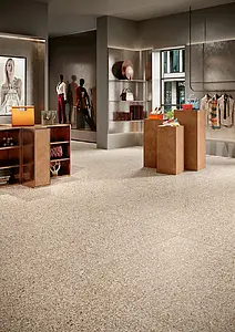 Background tile, Effect terrazzo, Color beige, Unglazed porcelain stoneware, 60x120 cm, Finish matte