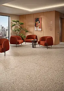 Background tile, Effect terrazzo, Color beige, Unglazed porcelain stoneware, 90x90 cm, Finish matte