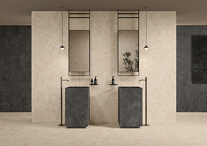 Background tile, Effect other stones, Color beige, Unglazed porcelain stoneware, 120x278 cm, Finish semi-polished