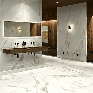 Background tile, Effect stone,calacatta, Color white, Unglazed porcelain stoneware, 100x300 cm, Finish polished