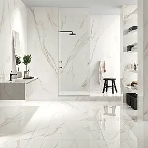 Background tile, Effect stone,calacatta, Color white, Unglazed porcelain stoneware, 100x100 cm, Finish polished