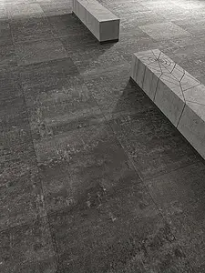 Basistegels, Effect betonlook, Kleur zwarte, Ongeglazuurd porseleinen steengoed, 100x100 cm, Oppervlak mat