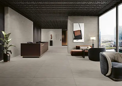 Grundflise, Effekt beton, Farve grå, 120x120 cm, Overflade skridsikker