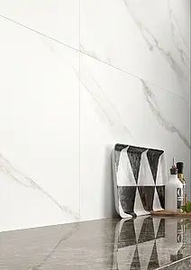 Background tile, Effect stone, Color white, Glazed porcelain stoneware, 60x120 cm, Finish matte
