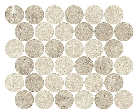 Margres Ceramic Style, Pure Stone, B25MCPS3A_PureStoneMosaicCirclesWhiteLightGreyA