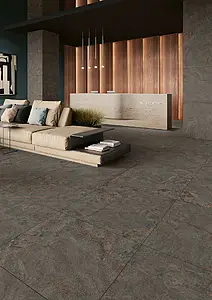 Background tile, Effect slate, Color brown, Unglazed porcelain stoneware, 90x90 cm, Finish antislip