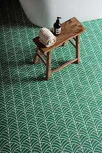 Bakgrunnsflis, Farge grønn,beige, Stil håndlaget,designer, Sement, 20x20 cm, Overflate matt