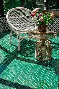Background tile, Color green, Style handmade,zellige, Majolica, 4.5x14 cm, Finish glossy