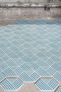 Background tile, Color navy blue,white, Style designer, Cement, 20x23 cm, Finish matte