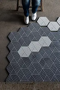 Teinte noir et blanc, Style designer, Carrelage, Ciment, 20x23 cm, Surface mate 