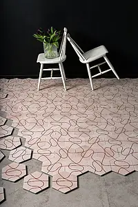 Bakgrunnsflis, Farge rosa,oransje, Stil designer, Sement, 20x23 cm, Overflate matt