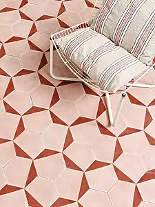 Background tile, Effect terracotta, Color red,pink, Cement, 20x23 cm, Finish matte