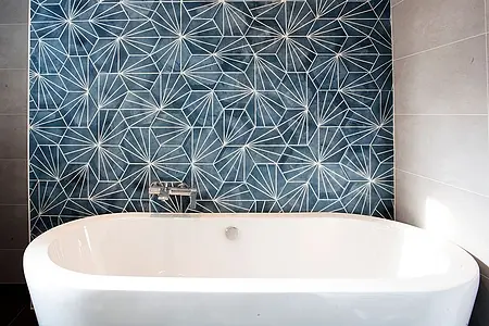 Background tile, Effect terracotta, Color navy blue,white, Cement, 20x23 cm, Finish matte
