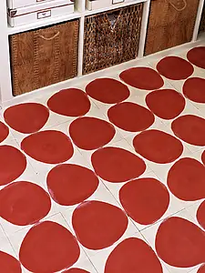 Decoración, Efecto terracotta, Color rojo,beige, Cemento, 20x20 cm, Acabado mate