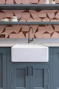Background tile, Color red,pink, Style handmade,designer, Cement, 20x23 cm, Finish matte