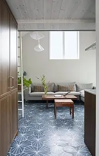Background tile, Color navy blue,white, Style handmade,designer, Cement, 20x23 cm, Finish matte