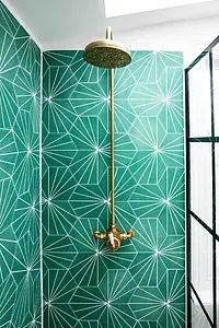 Background tile, Color green,beige, Style handmade,designer, Cement, 20x23 cm, Finish matte