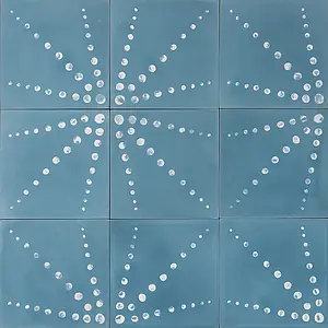 Bakgrundskakel, Färg himmelsblå, Stil designer, Cement, 20x20 cm, Yta matt