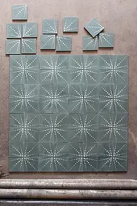Grundflise, Farve grøn, Stil designer, Cement, 20x20 cm, Overflade mat