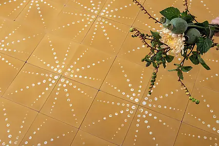 Background tile, Color yellow, Style designer, Cement, 20x20 cm, Finish matte