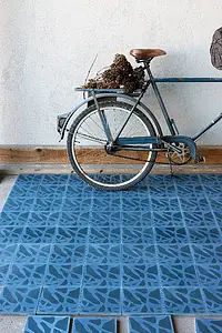Bakgrunnsflis, Farge marineblå,himmelblå, Stil håndlaget,designer, Sement, 20x20 cm, Overflate matt
