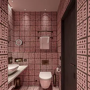 Background tile, Color pink,brown, Style designer, Cement, 20x20 cm, Finish matte