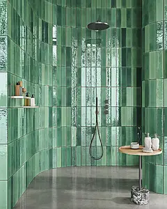 Background tile, Color green, Ceramics, 7.5x30 cm, Finish aged