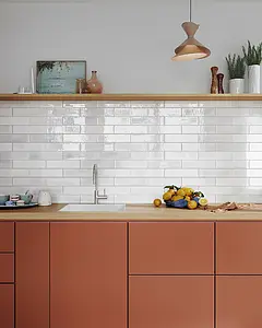 Background tile, Color white, Ceramics, 7.5x30 cm, Finish aged