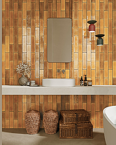 Background tile, Color yellow,brown, Ceramics, 7.5x30 cm, Finish aged