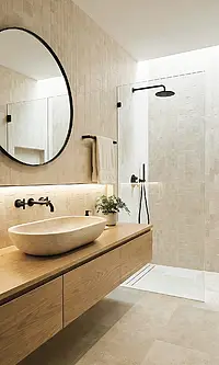 Background tile, Effect brick,other stones, Color beige, Glazed porcelain stoneware, 7x28 cm, Finish matte