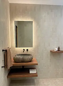 Background tile, Effect brick,other stones, Color beige, Glazed porcelain stoneware, 5x15 cm, Finish matte
