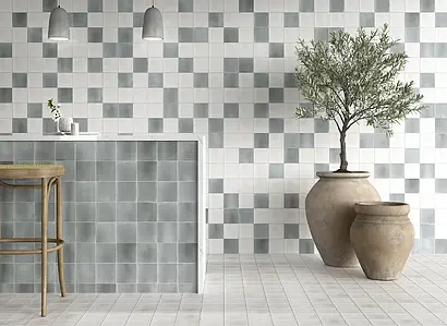 Background tile, Color grey, Style zellige, Glazed porcelain stoneware, 12x12 cm, Finish matte