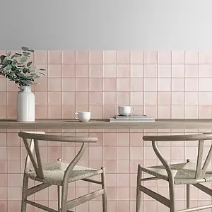 Background tile, Color pink, Style zellige, Glazed porcelain stoneware, 12x12 cm, Finish matte