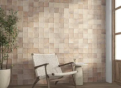 Background tile, Effect terracotta, Color beige,brown, Glazed porcelain stoneware, 12x12 cm, Finish matte