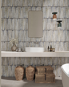 Background tile, Color sky blue, Ceramics, 12x35 cm, Finish glossy