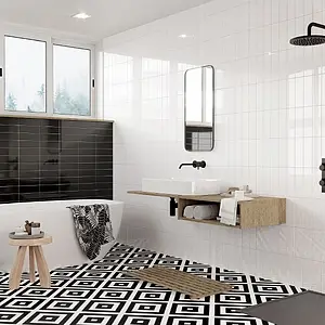 Background tile, Color black,white, Glazed porcelain stoneware, 20x20 cm, Finish matte