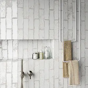 Background tile, Color white, Glazed porcelain stoneware, 7x28 cm, Finish glossy